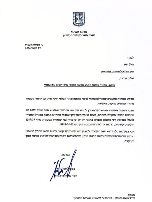 סמוטריץ' חתם על צו פינוי לחאן אל אחמר,